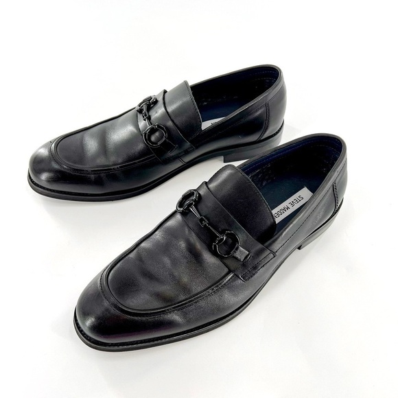 STEVE MADDEN P-CARTUR MENS BLACK LEATHER SLIP ON CASUAL LOAFERS SHOES size 11.5 - Picture 5 of 12